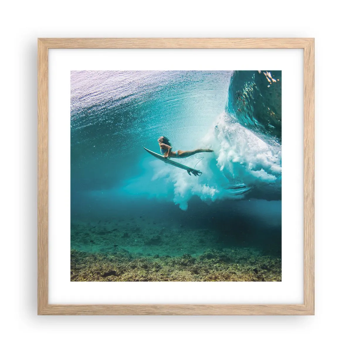 Poster în ramă de stejar deschis - Lumea subacvatică - 40x40 cm