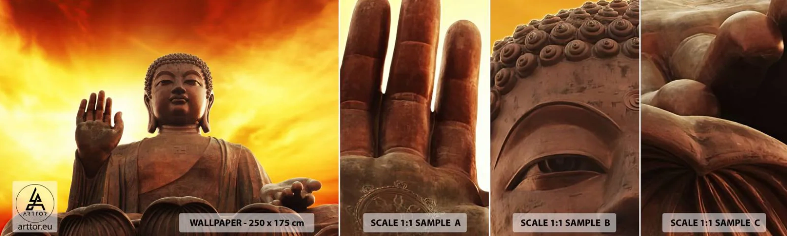 Mostră de Tapet Standard Eco - Pacea lumii - Buddha, Religie, Bucată - 100x30 cm