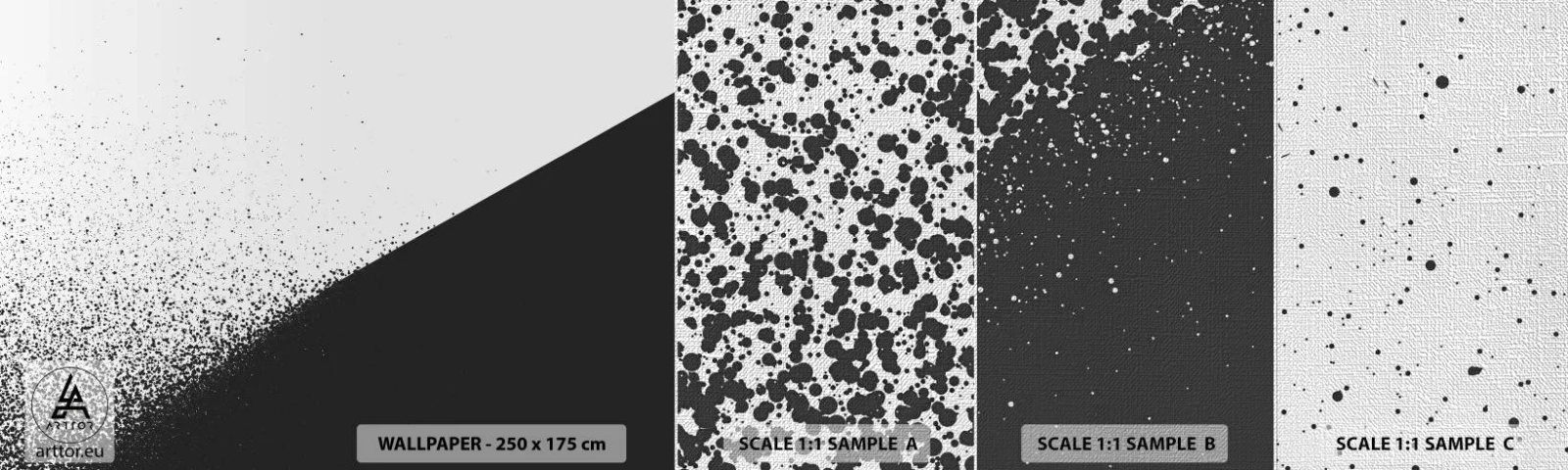 Mostră tapet Premium Canvas - Din ce în ce mai repede, din ce în ce mai mult - Abstracția, Grafică, alb-negru - 100x30 cm