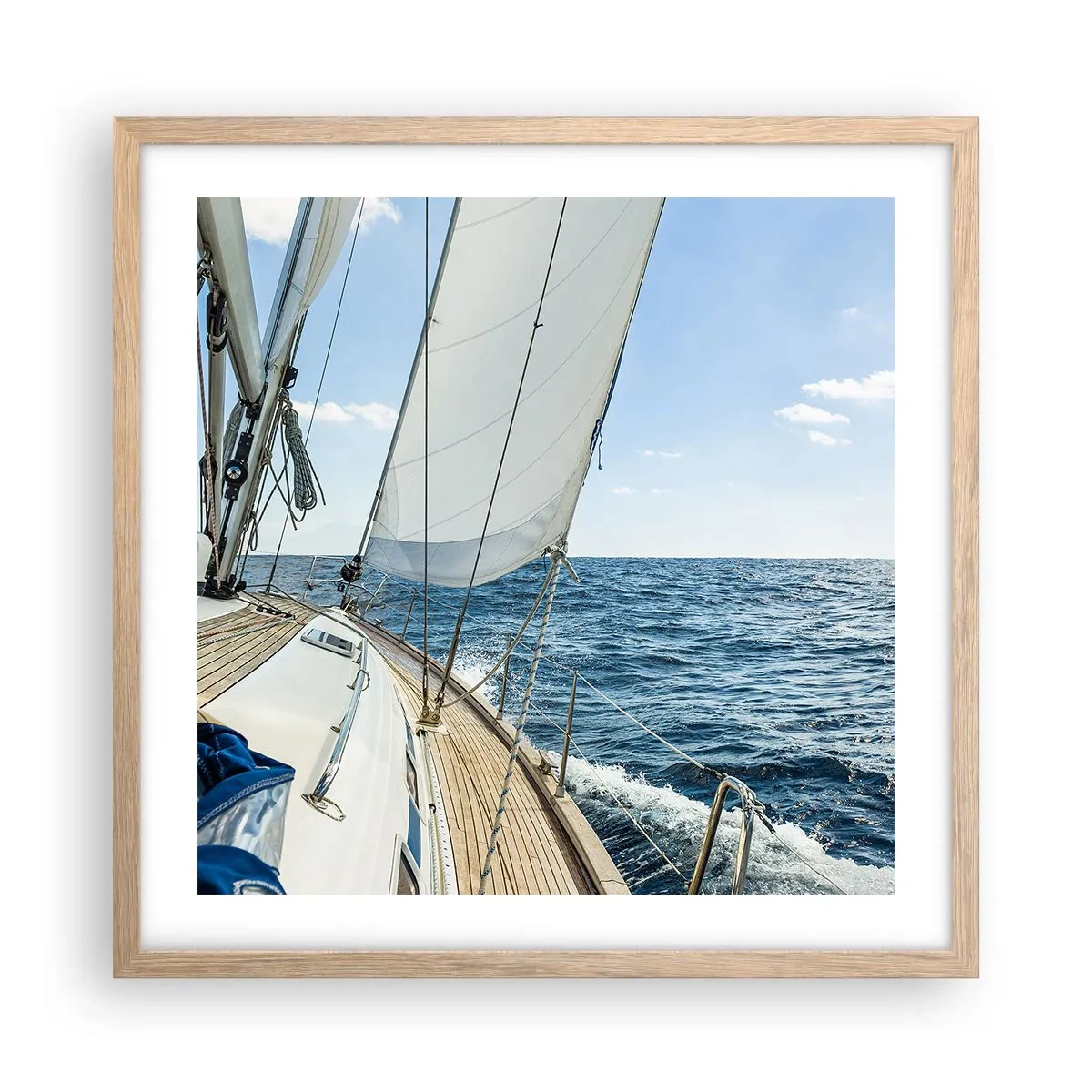 Poster în ramă de stejar deschis - Ahoy aventura - 50x50 cm