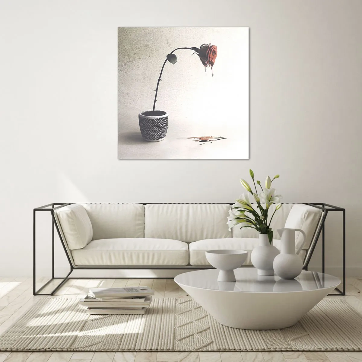 Tablou pe sticlă - Rosa dolorosa - 70x70 cm