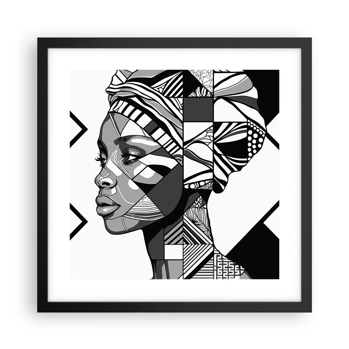 Poster în ramă neagră - Portret etnic - 40x40 cm