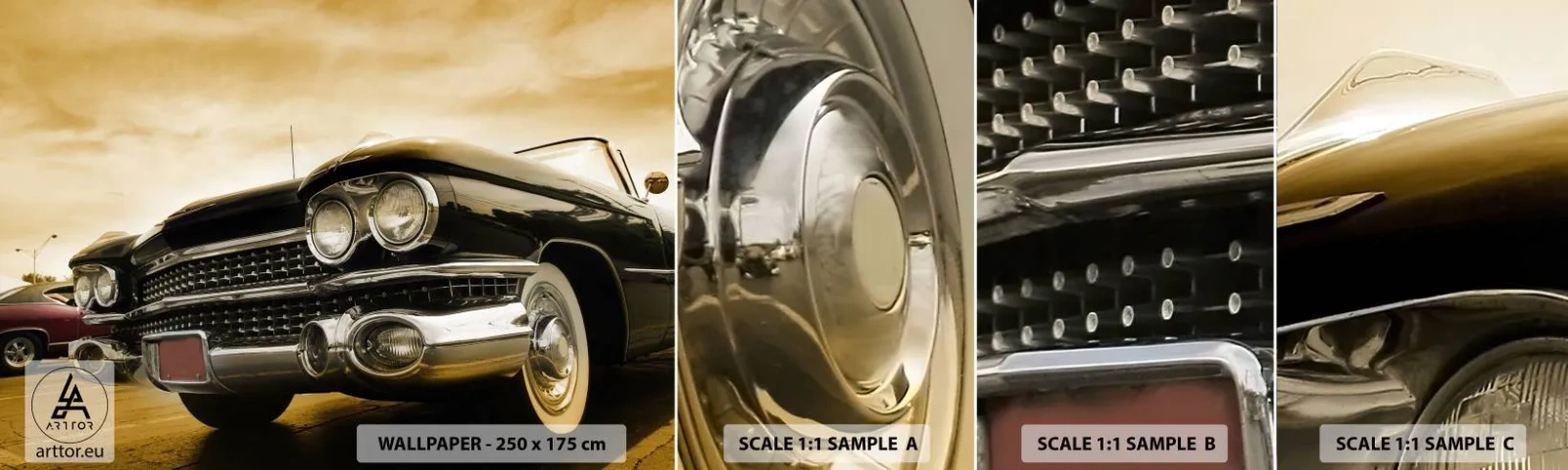 Mostră de Tapet Standard Eco - Clasicul nu se demodează niciodată - Mașină, Automobile, Retro - 100x30 cm