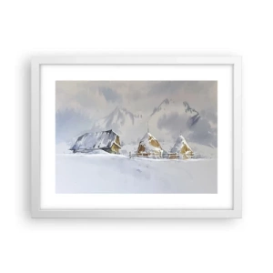 Poster în ramă albă - Într-o vale înzăpezită - 40x30 cm