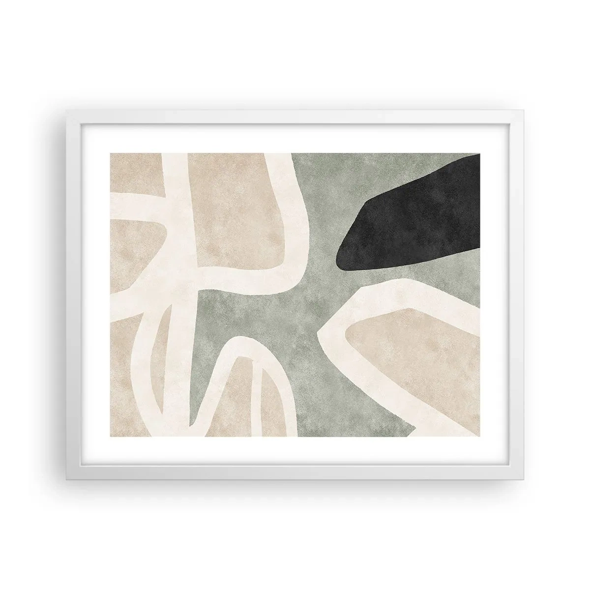 Poster în ramă albă - Compoziție cu motiv negru - 50x40 cm