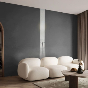 Tapet Standard Eco - Silueta unui bărbat care deschide o ușă spre lumină - 100x70cm - Un pas spre un viitor luminos - Decorațiune modernă pentru perete pentru living și dormitor ARTTOR