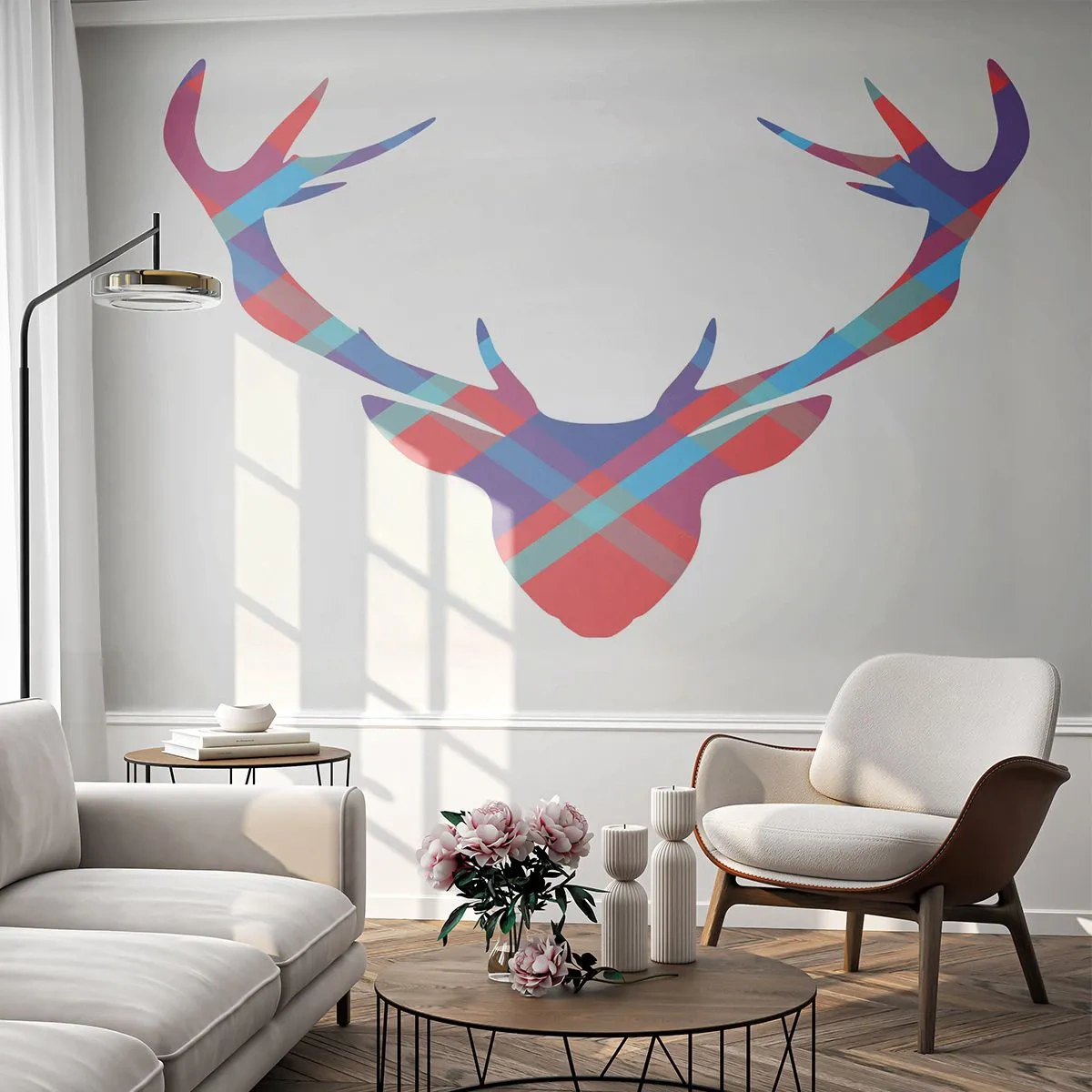 Tapet Autoadeziv Deluxe Sticker - Cerb scoțian - Abstracția, Cerb, Coarne - 250x175 cm