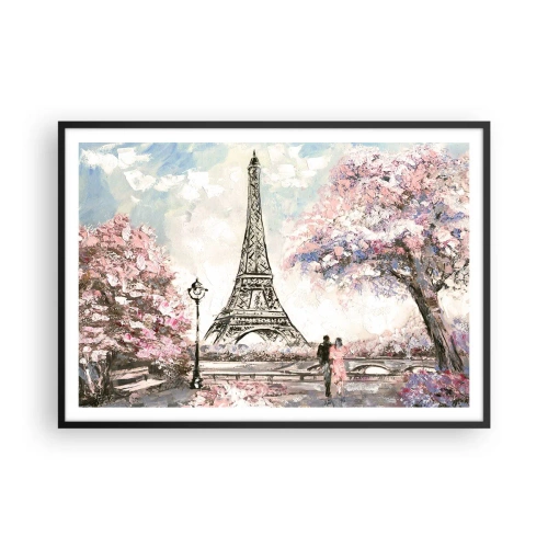 Poster în ramă neagră - Plimbare în aprilie la Paris - 100x70 cm