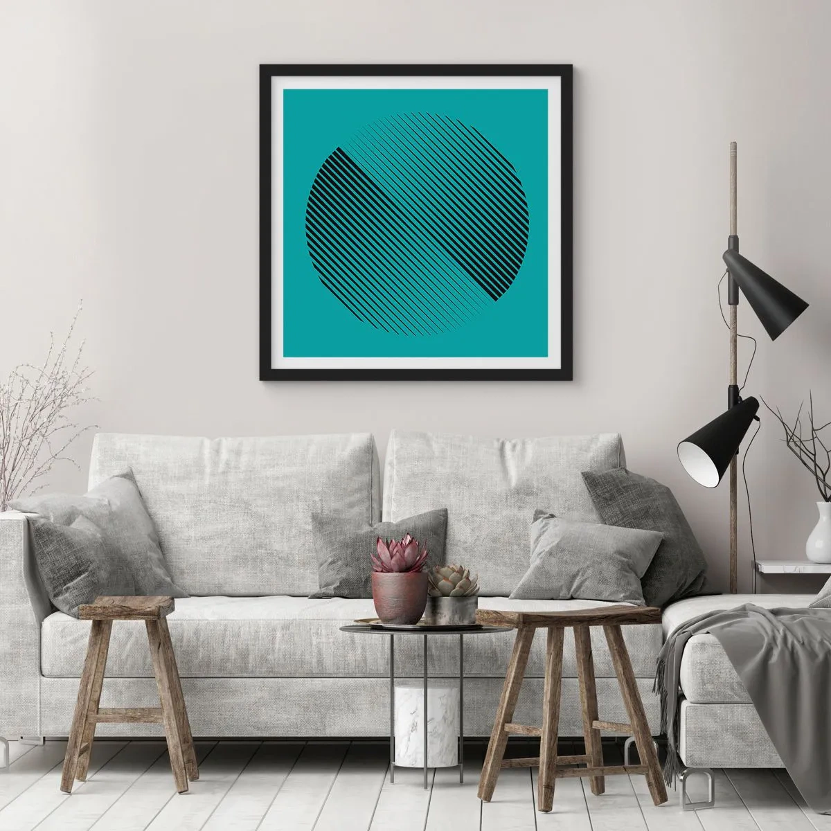 Poster în ramă neagră - Cercul - o variație geometrică - 60x60 cm