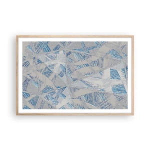 Poster în ramă de stejar deschis - Într-un labirint de gri-albastru - 91x61 cm
