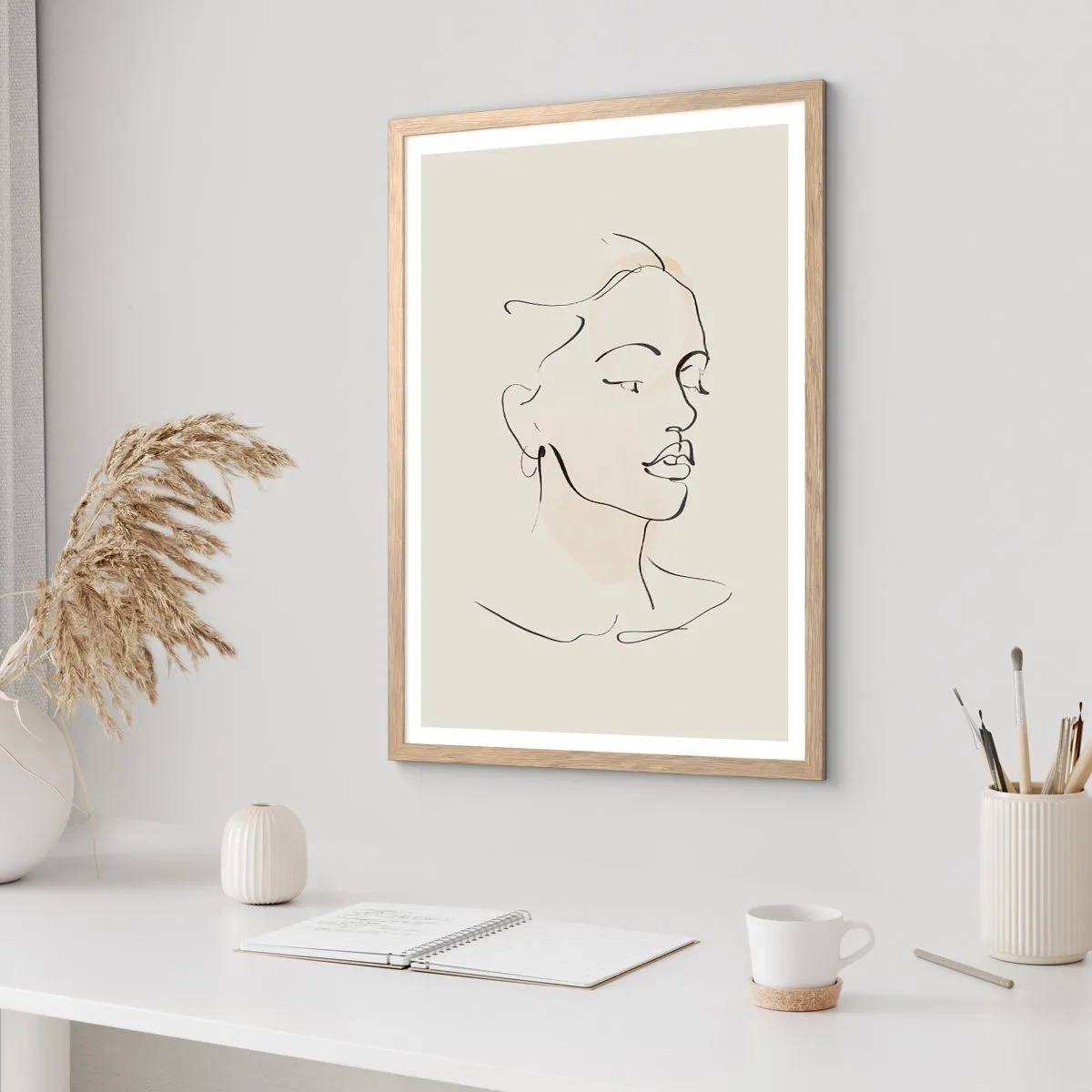 Poster în ramă de stejar deschis - Cu o linie sigură - 40x50 cm