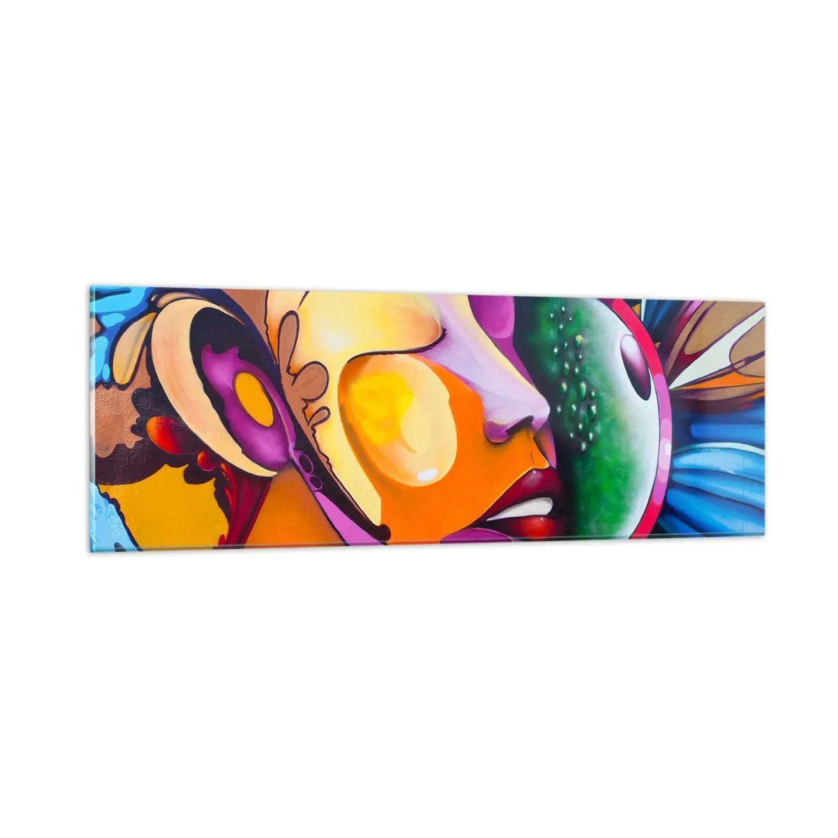 Tablou pe sticlă - Atingere de culoare - 90x30 cm