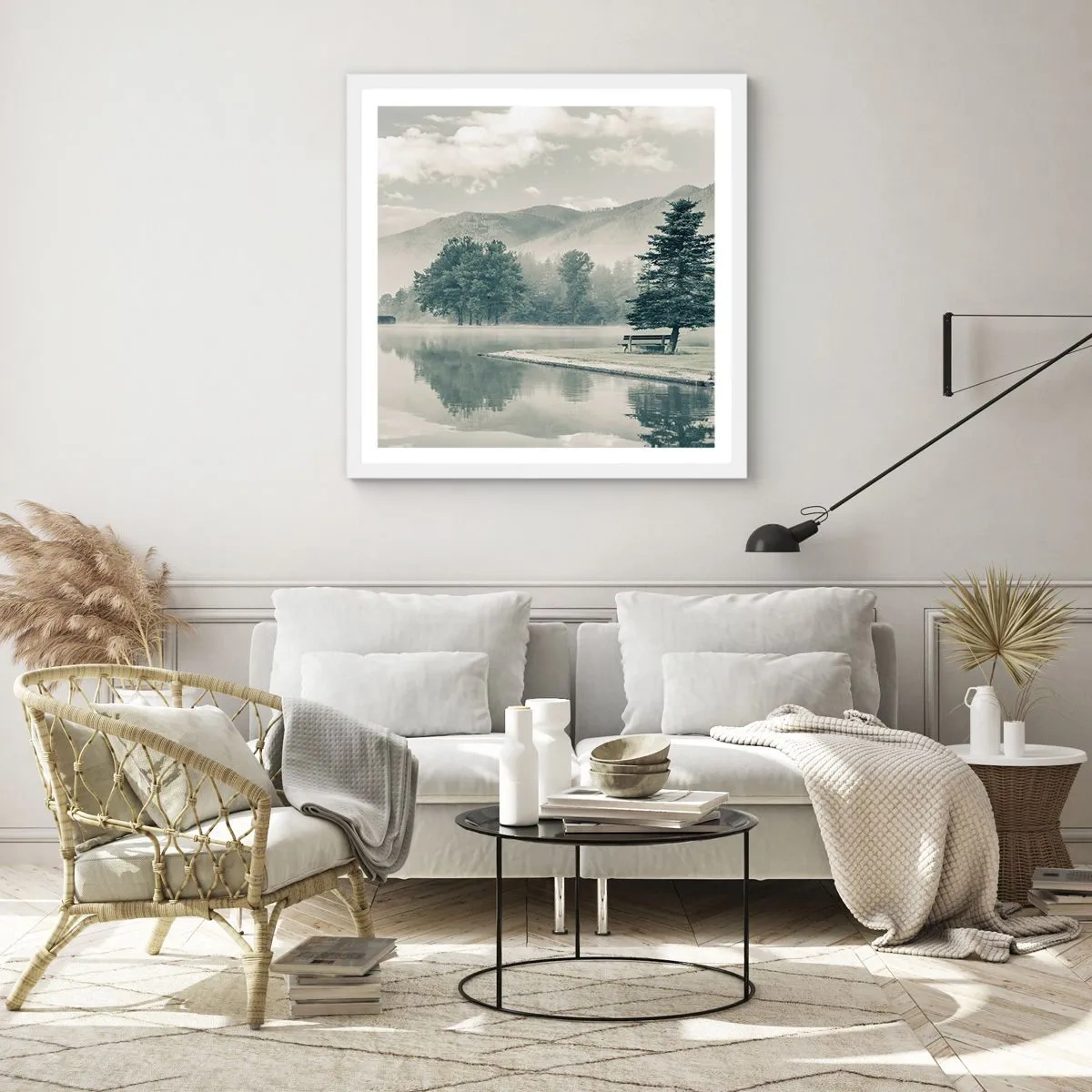 Poster în ramă albă - Lacul încă doarme - 50x50 cm
