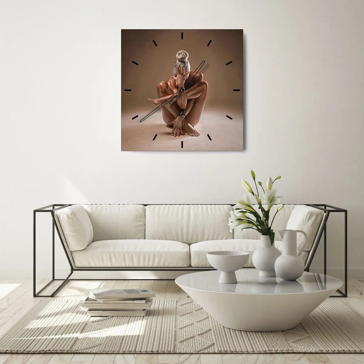 Ceas de perete - Ceas pe sticlă - Unitatea trupului și a spiritului - 40x40 cm