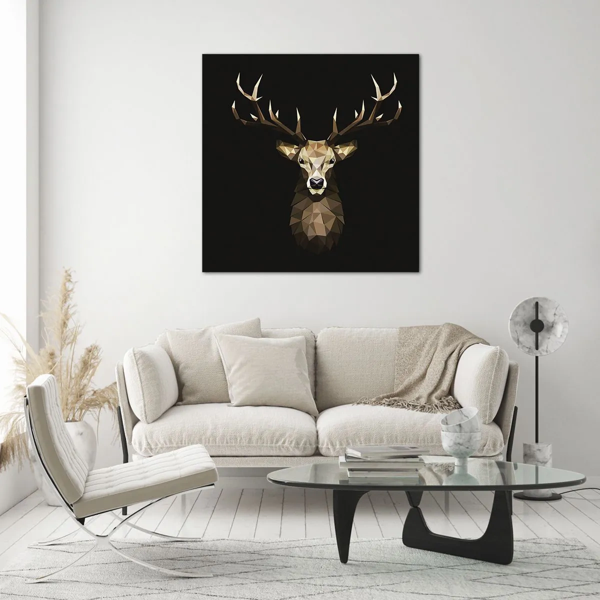 Tablou pe sticlă - Cerb cubist - 70x70 cm