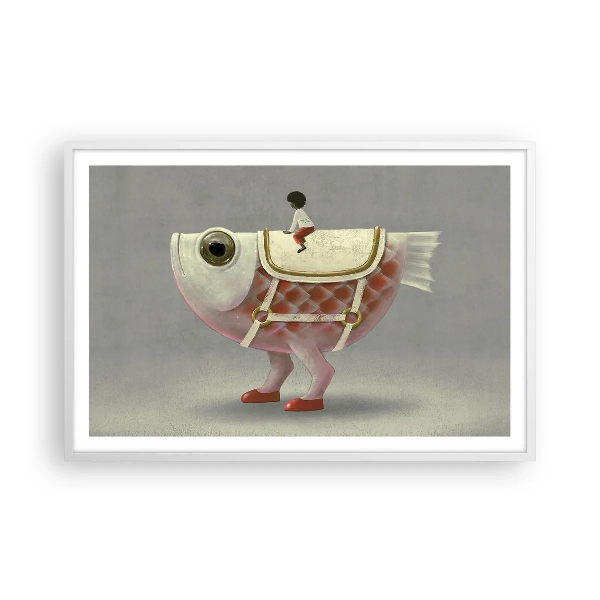 Poster în ramă albă - Călărețul Pescărel - 91x61 cm