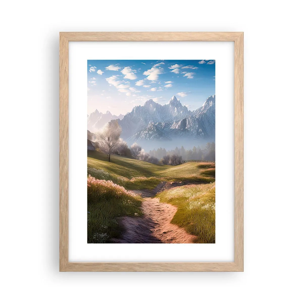 Poster în ramă de stejar deschis - Valea idilică - 30x40 cm