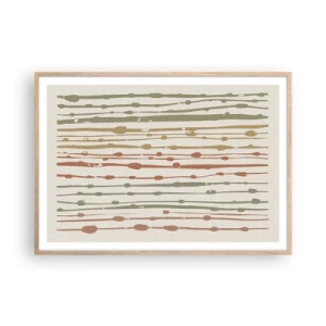 Poster în ramă de stejar deschis - Notația culorilor muzicale - 100x70 cm