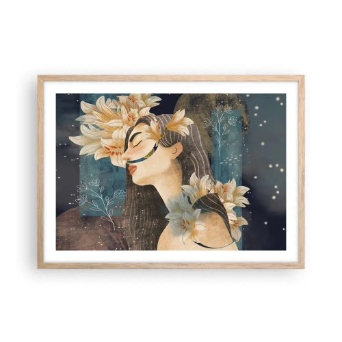 Poster în ramă de stejar deschis - Povestea prințesei cu crini - 70x50 cm