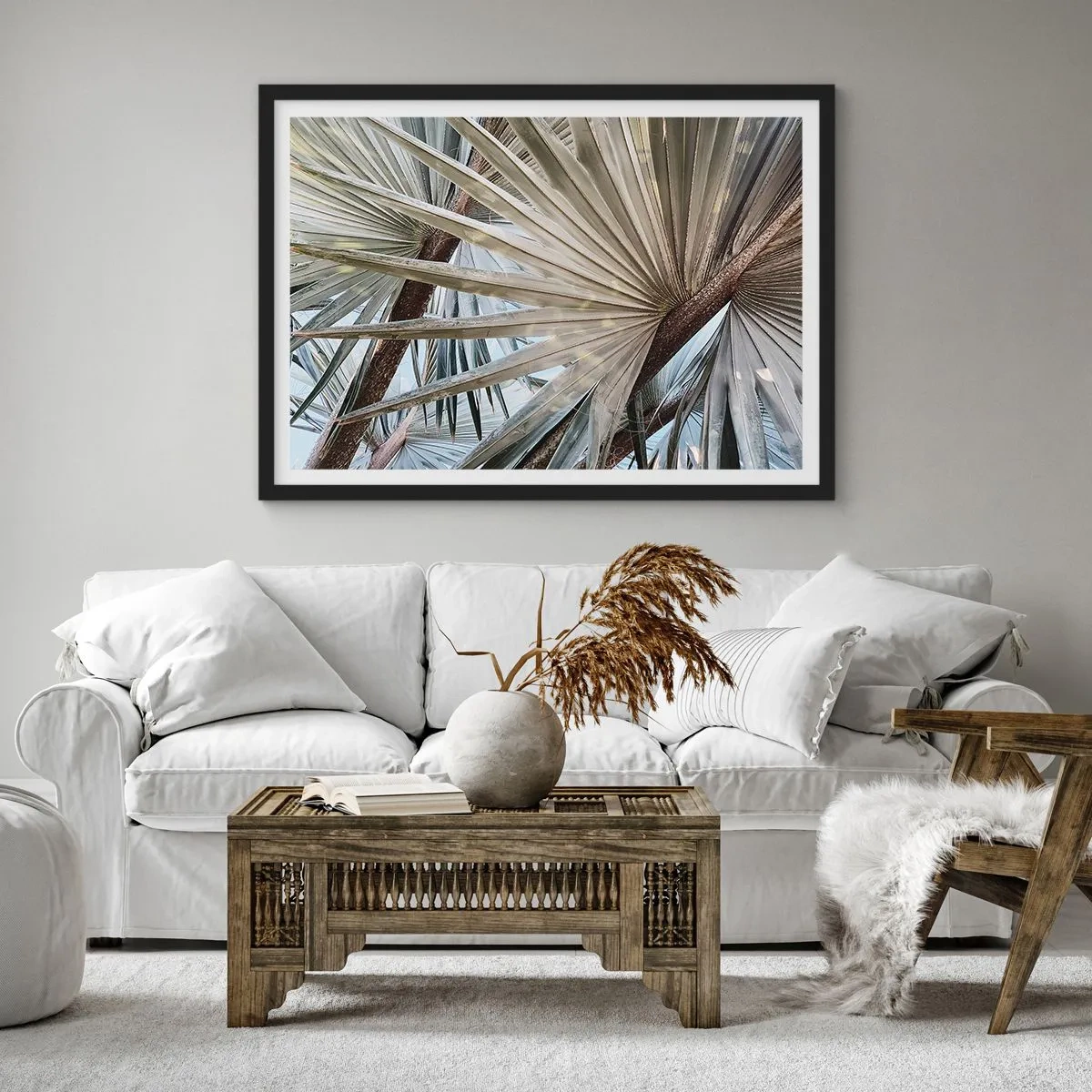 Poster în ramă neagră - Evantaie din tropice - 70x50 cm