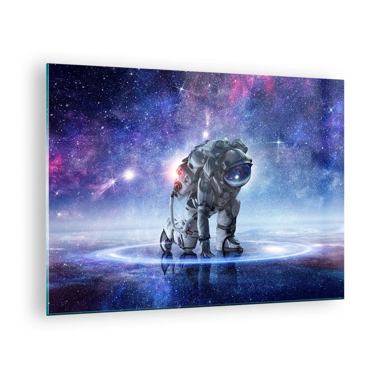 Tablou pe sticlă - Astronaut în spațiu pe fundalul cerului înstelat - 70x50cm - Cerul înstelat de deasupra mea - Decorațiune modernă pentru perete pentru living și dormitor ARTTOR