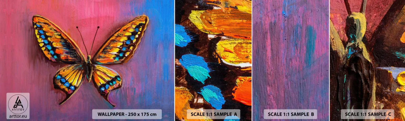 Mostră de Tapet Standard Eco - O bijuterie a naturii - Fluture, Bucată, Pictura - 100x30 cm