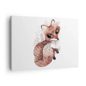 Tablou pe pânză Canvas - O vulpe drăguță în acuarelă pe un fundal deschis - 70x50cm - Doar iubire - Decorațiune modernă pentru perete pentru living și dormitor ARTTOR