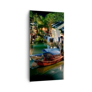 Tablou pe pânză - O seară pe o stradă chinezească - 65x120 cm