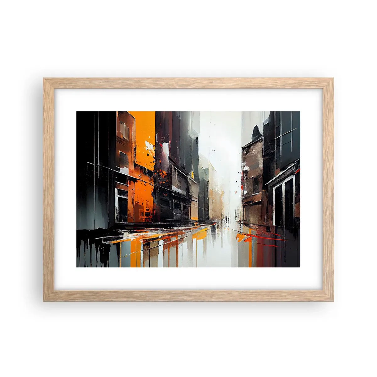 Poster în ramă de stejar deschis - O zi ploioasă - 40x30 cm