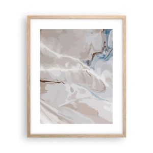 Poster în ramă de stejar deschis - Meandre albastre sub alb - 40x50 cm