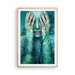Poster în ramă de stejar deschis - Scufundată în albastru - 61x91 cm