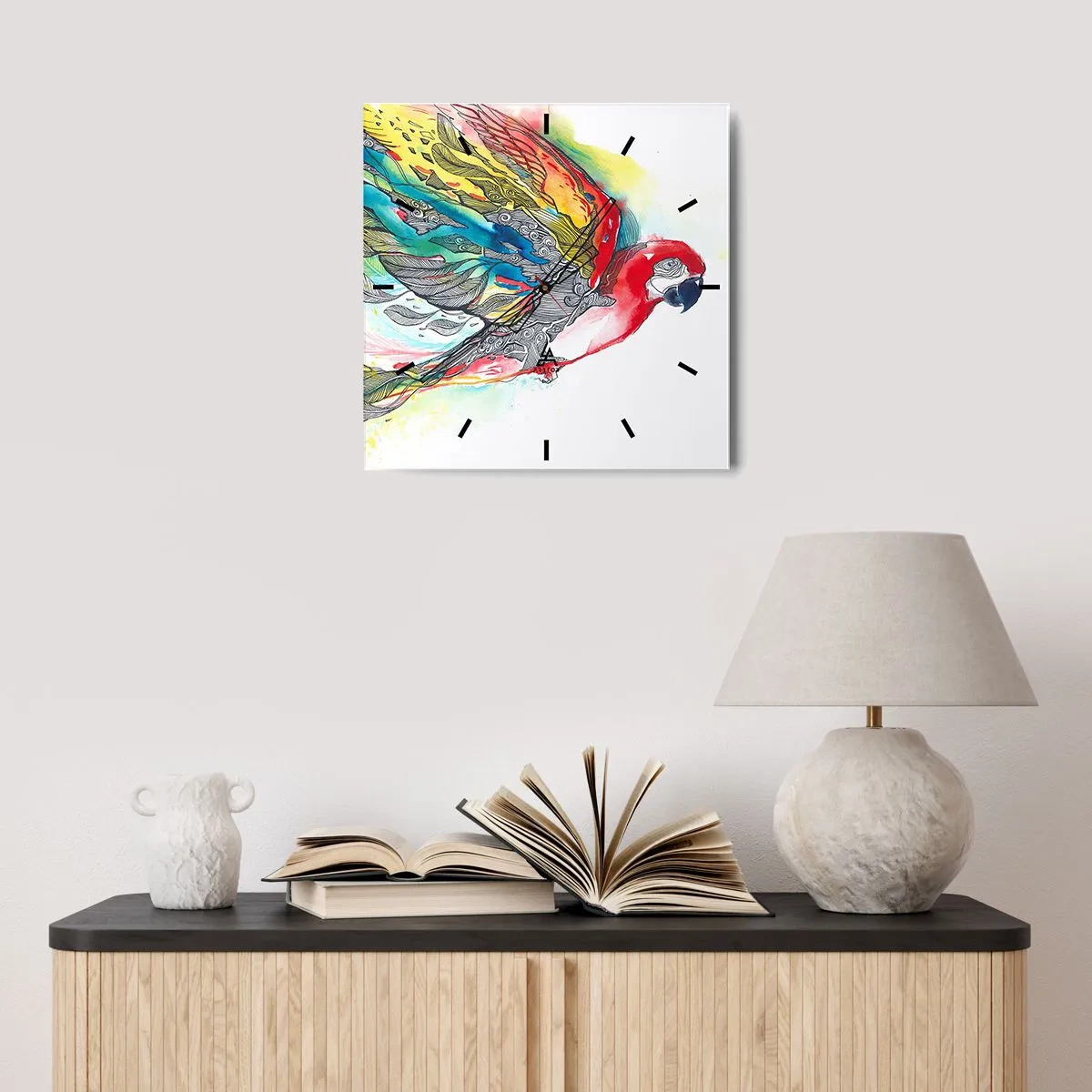 Ceas de perete - Ceas pe sticlă - Trăiește în culori - 40x40 cm