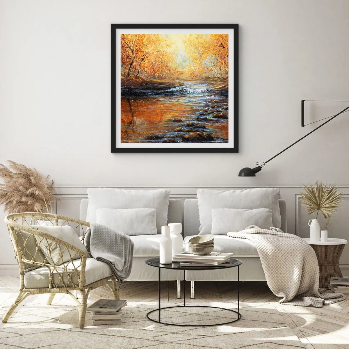 Poster în ramă neagră - Pârâul de aur - 30x30 cm