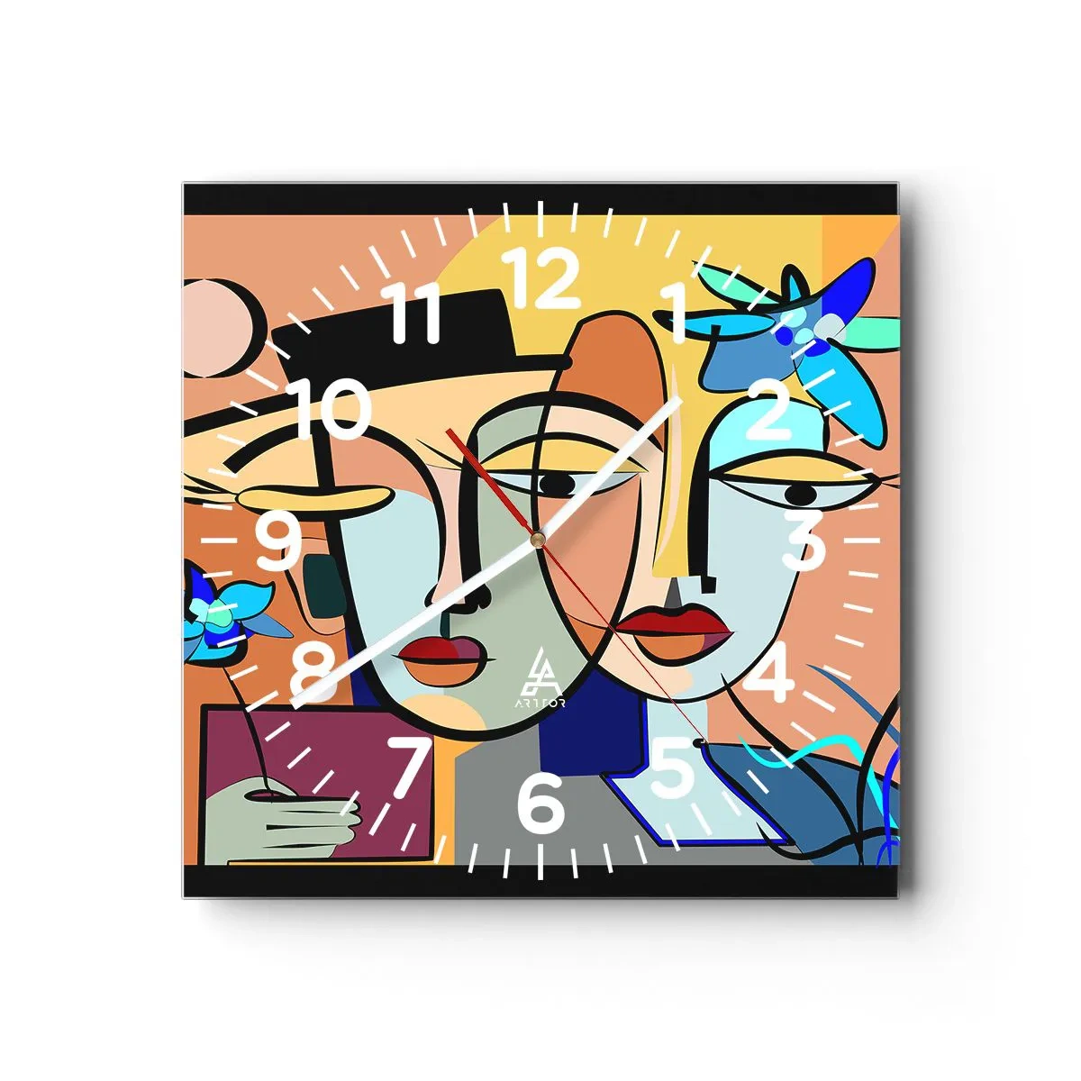 Ceas de perete - Ceas pe sticlă - Întâlnire cu Picasso - 30x30 cm