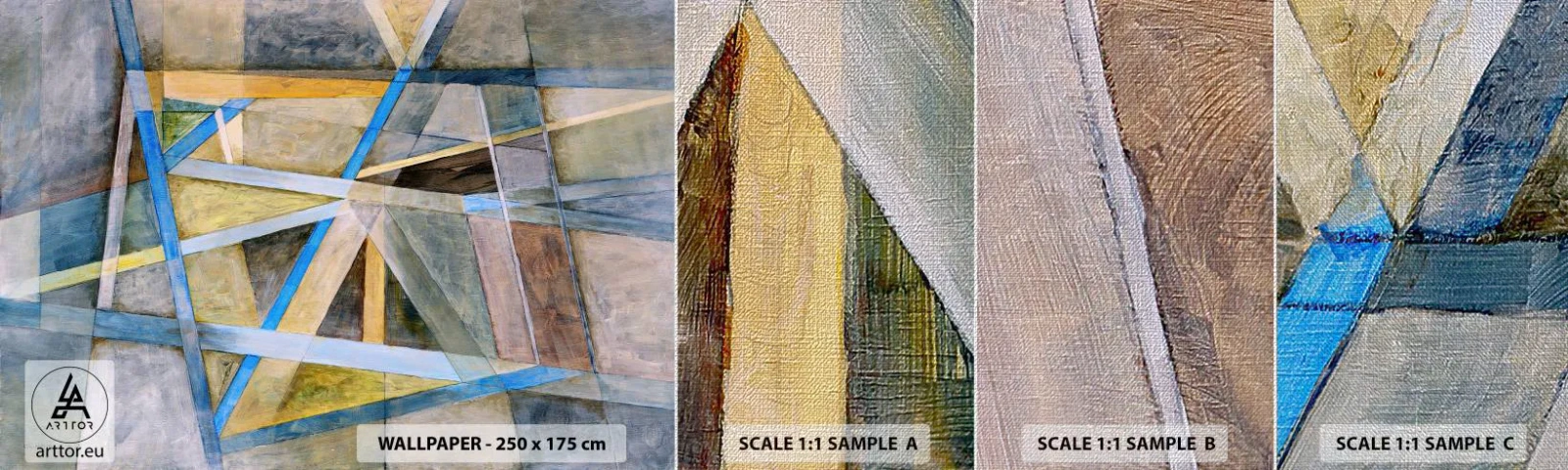 Mostră tapet Premium Canvas - Drept sau de-a curmezișul? - Abstracția, Bucată, Model modern - 100x30 cm