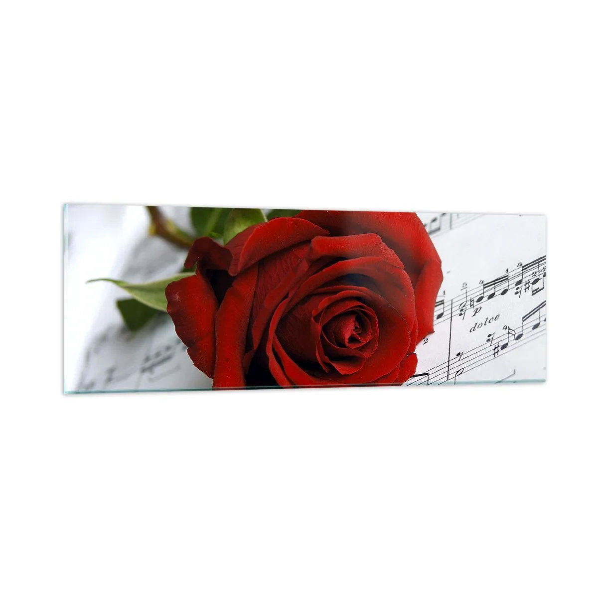 Tablou pe sticlă - Muzica sentimentelor în stacojiu - 90x30 cm