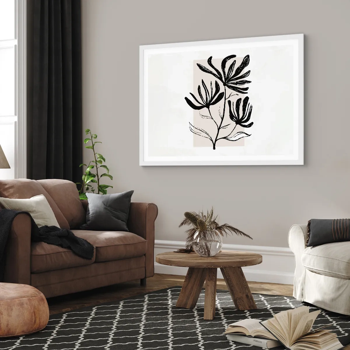 Poster în ramă albă - Schiță pentru ierbar - 100x70 cm