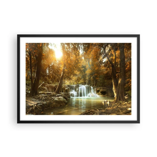 Poster în ramă neagră - Cascadă în parc - 70x50 cm