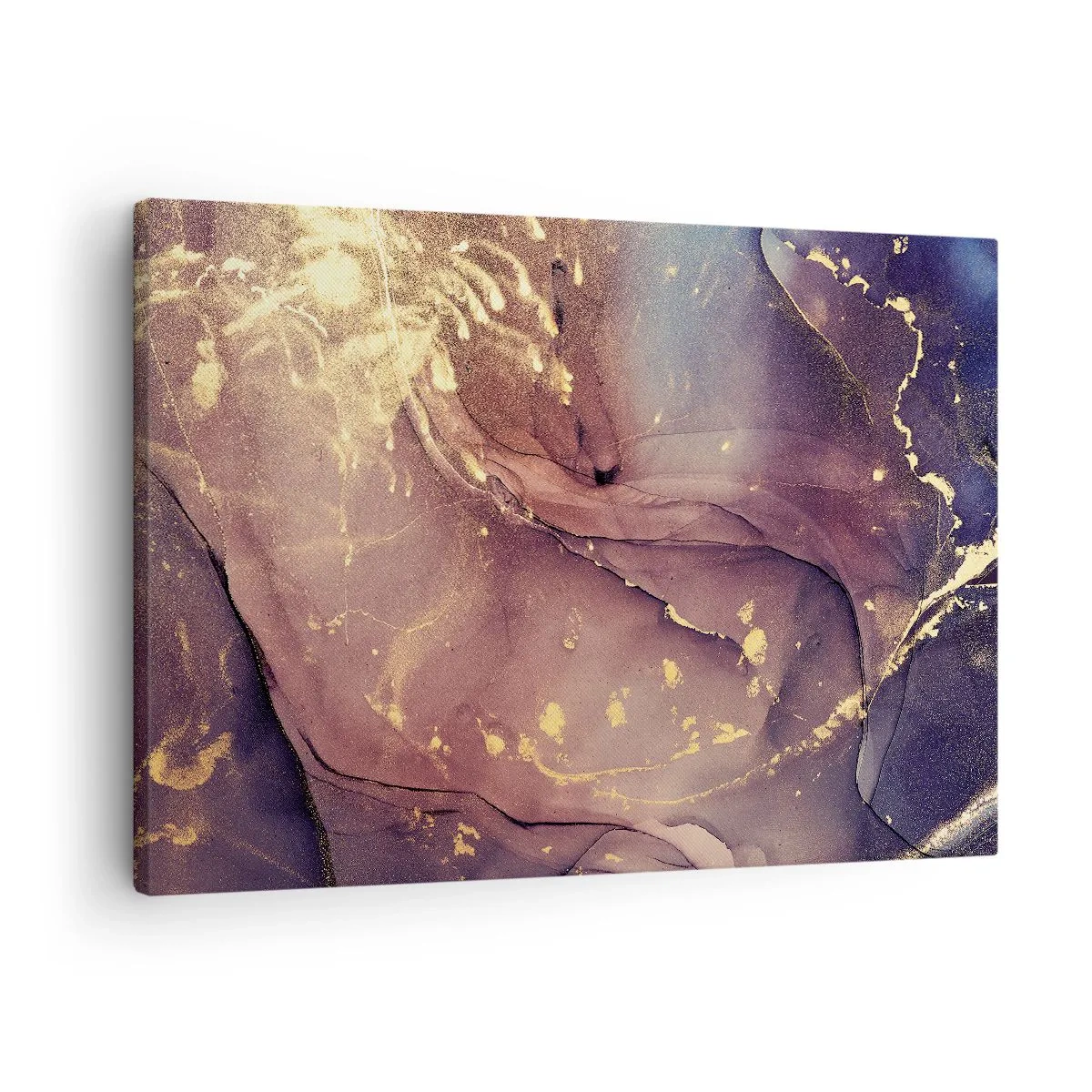 Tablou pe pânză Canvas - Compoziție abstractă cu nuanțe de auriu și violet - 70x50cm - Materie și spirit - Decorațiune modernă pentru perete pentru living și dormitor ARTTOR