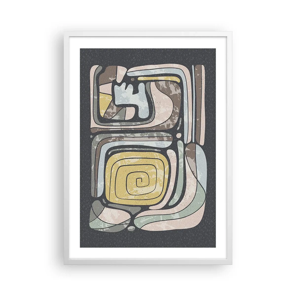 Poster în ramă albă - Abstracție în spirit precolumbian - 50x70 cm