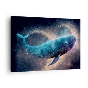 Tablou pe pânză Canvas - O balenă spațială cu o galaxie în fundal - 70x50cm - Există o lume... - Decorațiune modernă pentru perete pentru living și dormitor ARTTOR