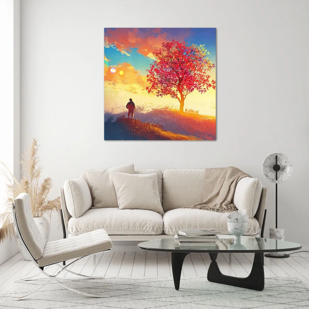 Tablou pe sticlă - Pelerin la destinație - 40x40 cm