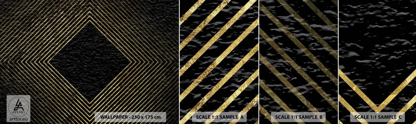 Mostră de Tapet Standard Eco - Geometrie în stil glamour - Art Deco, Modern, Glamour - 100x30 cm