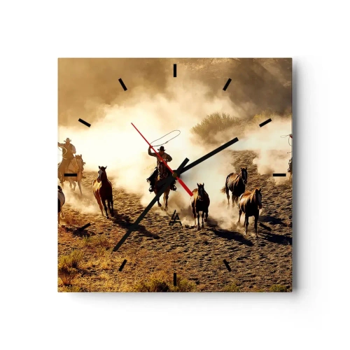 Ceas de perete - Ceas pe sticlă - Un vest cu adevărat sălbatic - 30x30 cm