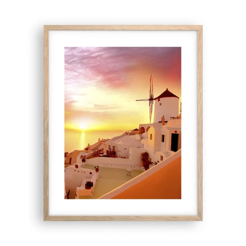 Poster în ramă de stejar deschis - Dizolvându-se în alb și auriu - 40x50 cm