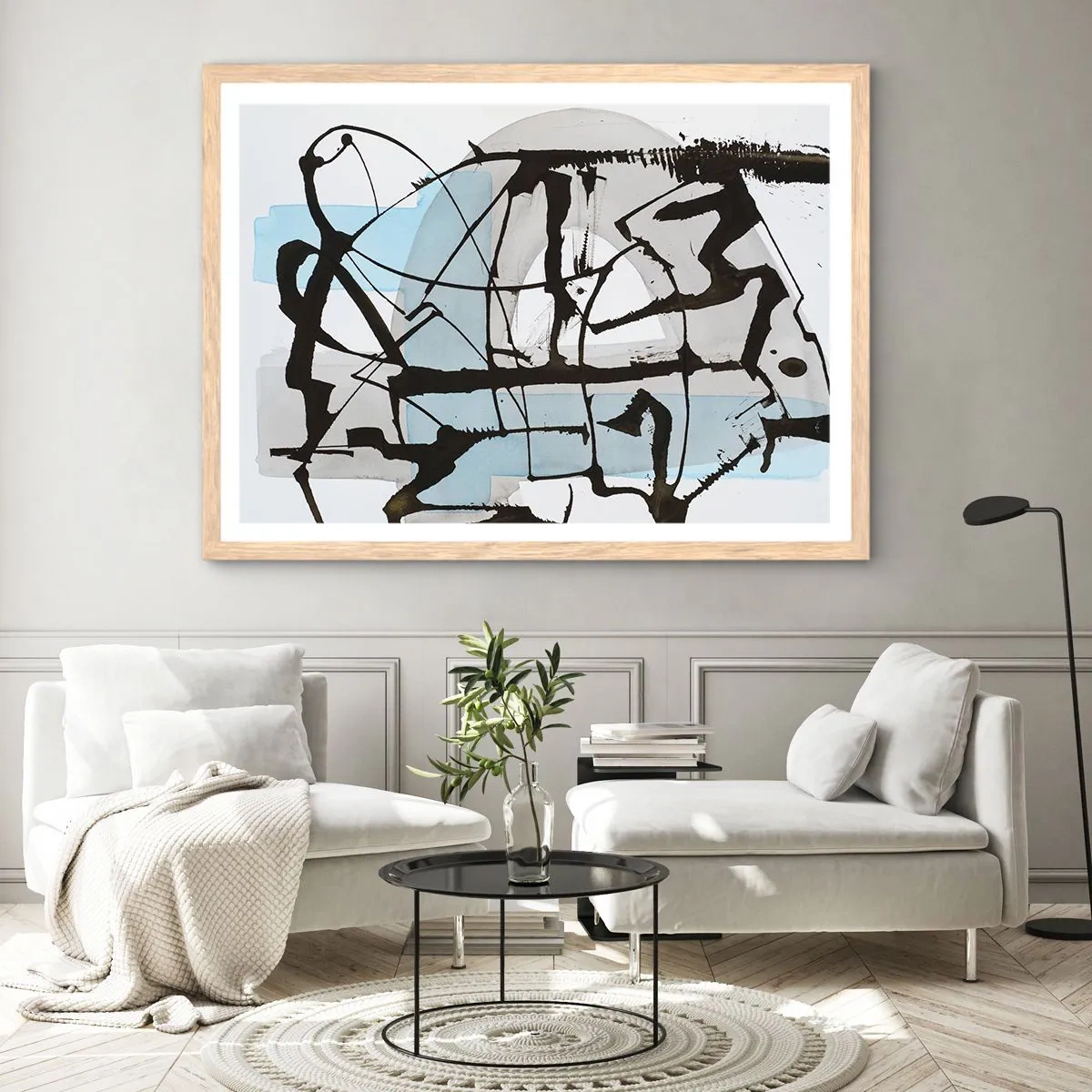 Poster în ramă de stejar deschis - Cu toate acestea, albastru - 50x40 cm