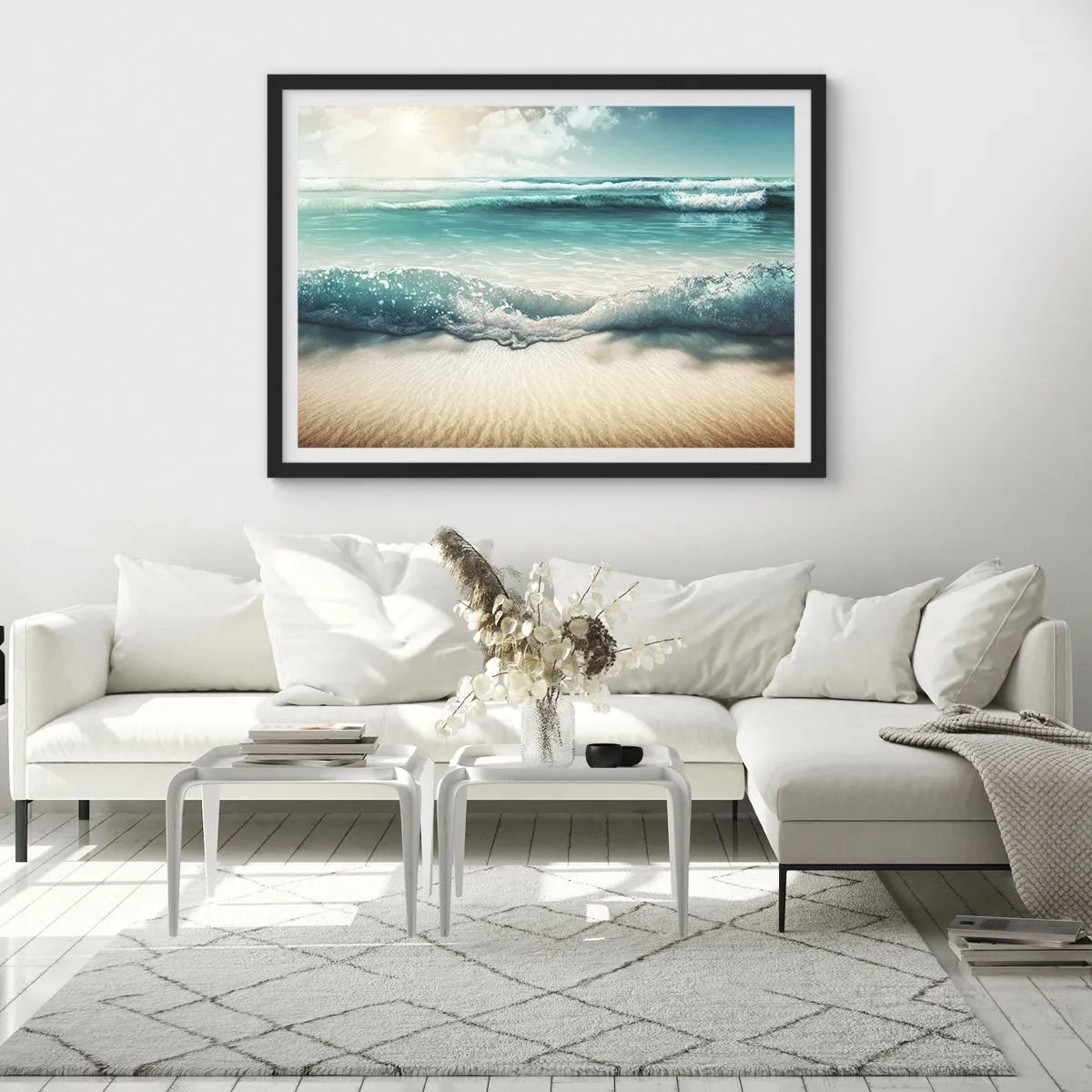 Poster în ramă neagră - Calmul oceanului - 70x50 cm