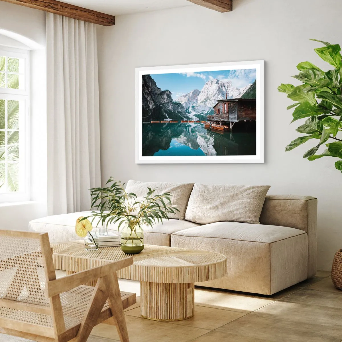 Poster în ramă albă - Dimineață cristalină de munte - 40x30 cm