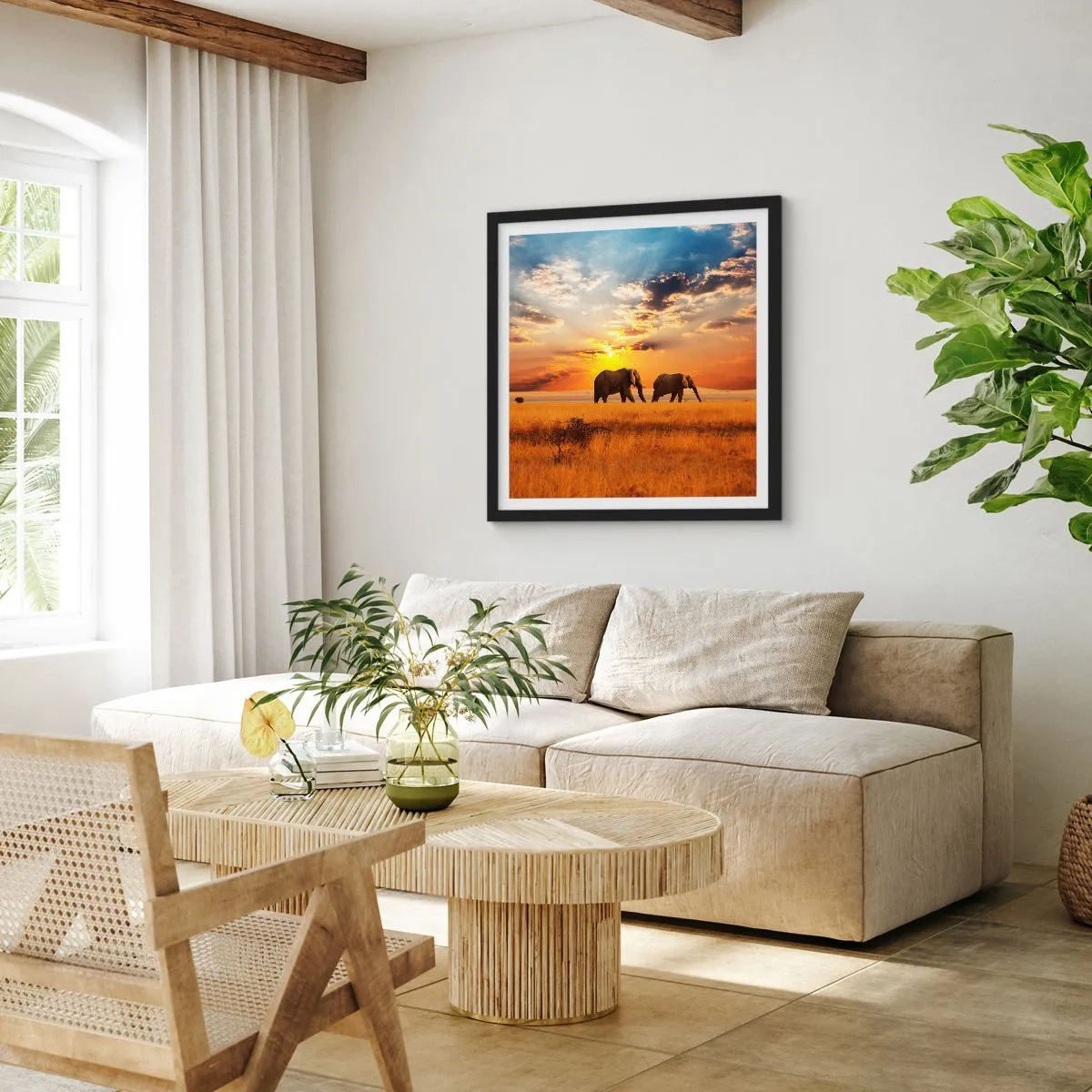 Poster în ramă neagră - Plimbare în familie - 40x40 cm