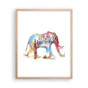 Poster în ramă de stejar deschis - India - aura iubirii - 40x50 cm